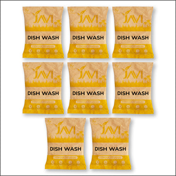 JAVI Dish Wash Powder to Liquid Refill Pack (8 Sachet = 4 Ltr) | Natural, Plant Based, Non Toxic & Eco-Friendly | Remove tough grease, soft on hands | Baby Safe & Pet safe | Crockery wash