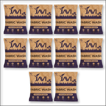 JAVI Fabric Wash Laundry Detergent Powder to Liquid Refill Pack (10 Sachet = 5 Ltr) | Natural, Plant Based, Eco-Friendly and Non-Toxic | Tough Stain Removal | Gentle and Effective Washing Powder