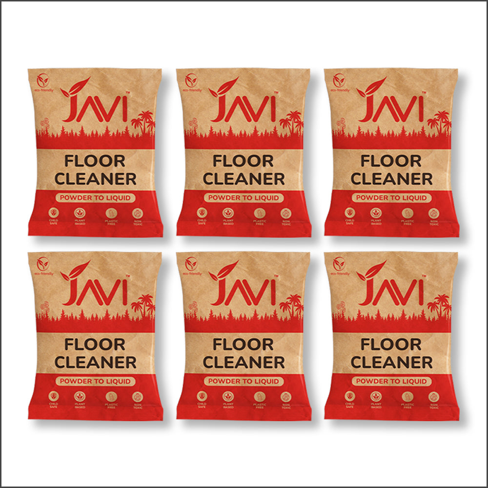 JAVI Floor Cleaner Powder to Liquid Refill Pack (6 Sachet = 3 Ltr) | Natural, Plant Based, Non Toxic, Organic & Eco-Friendly | Powerful Cleaning Solution for all types of Floors Safe for Kids & Pets