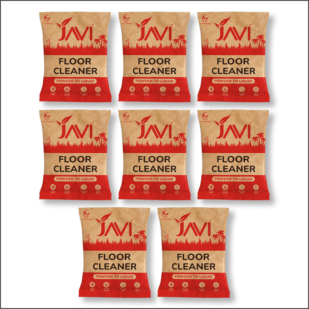 JAVI Floor Cleaner Powder to Liquid Refill Pack (8 Sachet = 4 Ltr) | Natural, Plant Based, Non Toxic, Organic & Eco-Friendly | Powerful Cleaning Solution for all types of Floors Safe for Kids & Pets