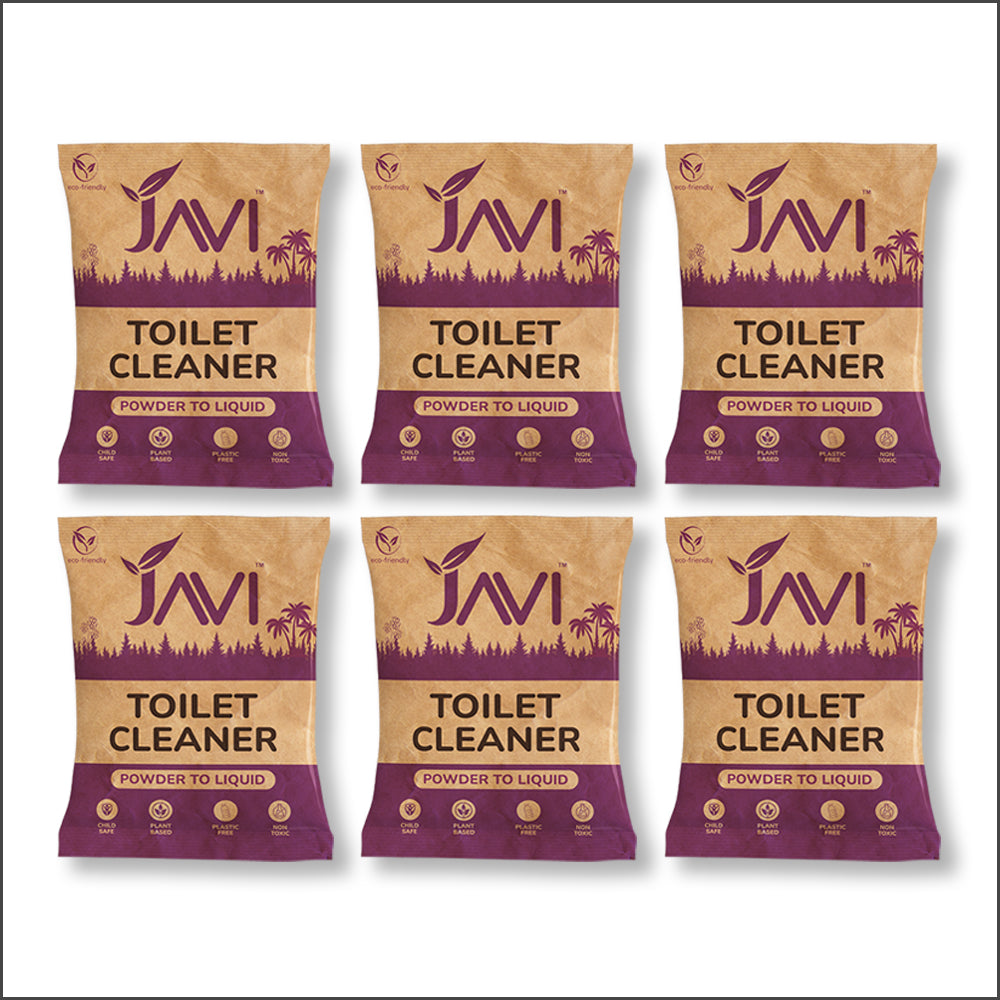 JAVI Toilet Cleaner Powder to Liquid Refill Pack (6 Sachet = 3 Litre) Each Sachet (500ml) | Eco-Friendly & Non Toxic | Deep Cleaning Remove Hard Water Stains | Non HCL & No fumes & Bad smell