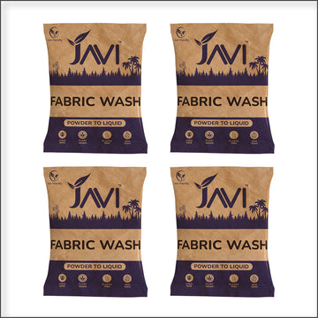 JAVI Fabric Wash Laundry Detergent Powder to Liquid Refill Pack (4 Sachet = 2 Ltr) | Natural, Plant Based, Eco-Friendly and Non-Toxic | Tough Stain Removal | Gentle and Effective Washing Powder