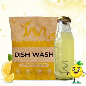 JAVI Dish Wash Powder to Liquid Refill Pack (1 Sachet = 500ml) | Natural, Plant Based, Non Toxic & Eco-Friendly | Remove tough grease, soft on hands | Baby Safe & Pet safe | Crockery wash